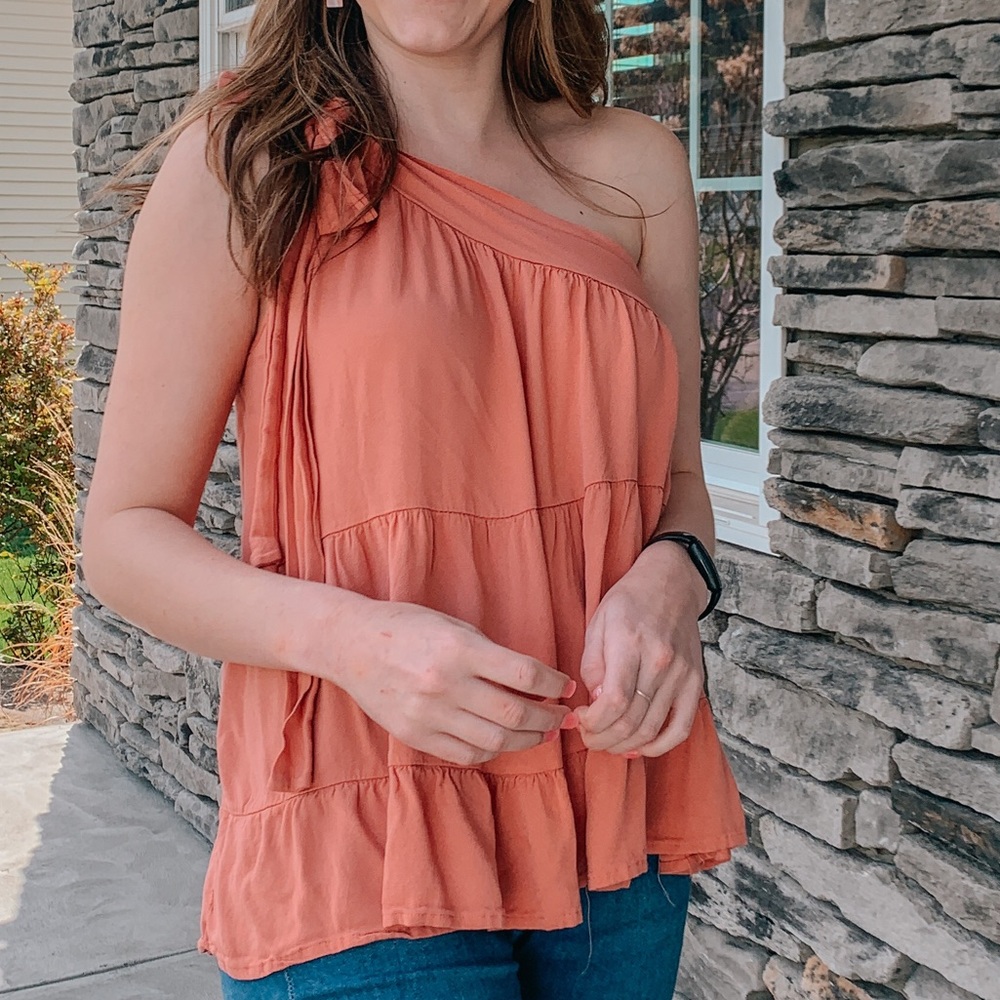 Coral Off Shoulder Top